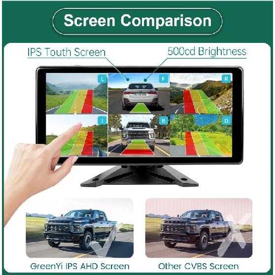 Touch Screen 10.36Inch 6CH Car Monitor Smart Blind Spot Radar BSD Alarm Truck Bus DVR Recorder IPS Screen ADAS Driver Assistance