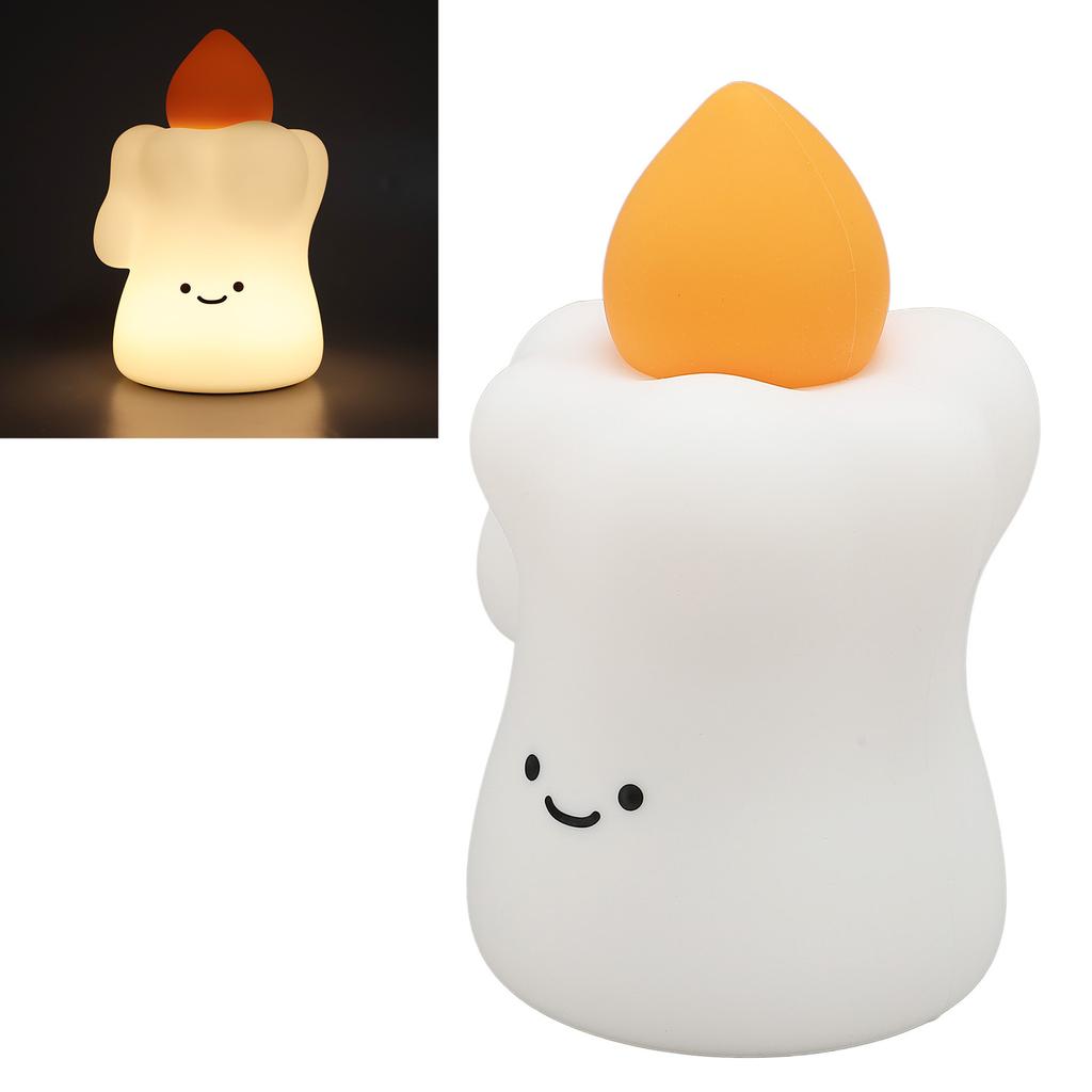 Ночной светильник в форме милой свечи на день рождения, теплый свет, регулируемая яркость, силиконовый светодиодный ночник для спальни