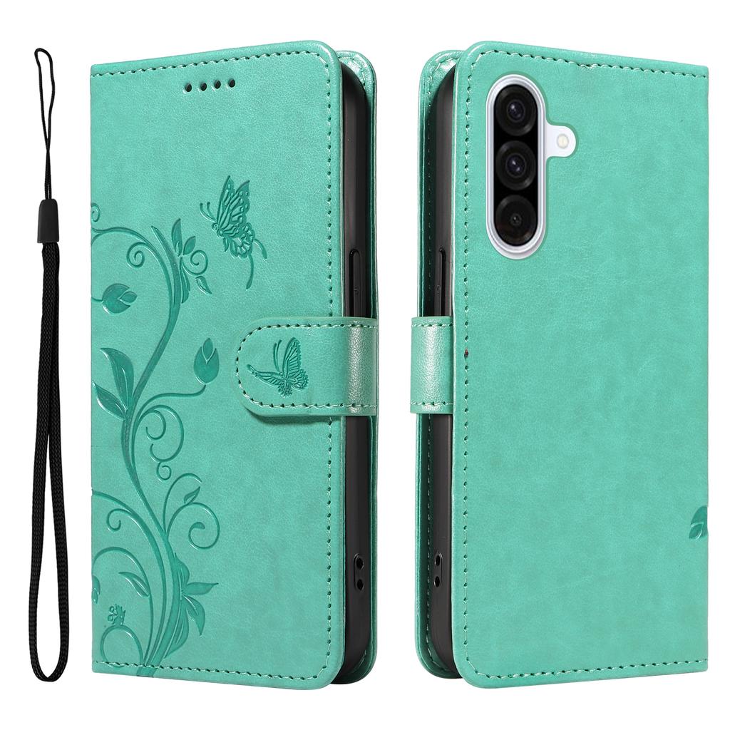 For Samsung Galaxy A36 5G PU Leather Cases Flower Pattern Wallet Stand Phone Cover with Strap