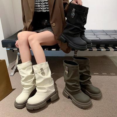 [Странный Эстетизм] Ботинки на толстой подошве с внутренней платформой, увеличивающей рост, женские осенние милые и крутые ботильоны, ботинки Мартин