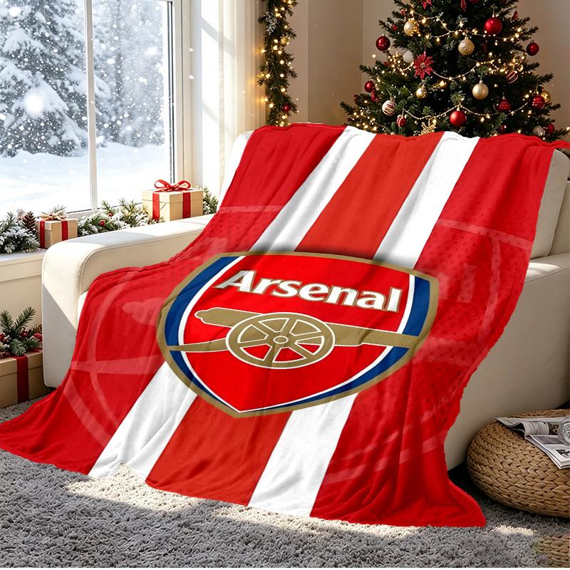 Arsenal F.C Pattern Blanket for Home Decoration, Bed, Sofa, Car Travel, Camping, Suitable for All Seasons, Birthday Christmas Gift