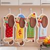 1Pcs Cute Puppy Hand Towel Hanging Style Children's Baking Kitchen Hand Towel Shaped Coral Velvet Square Towel Embroidered Handkerchief