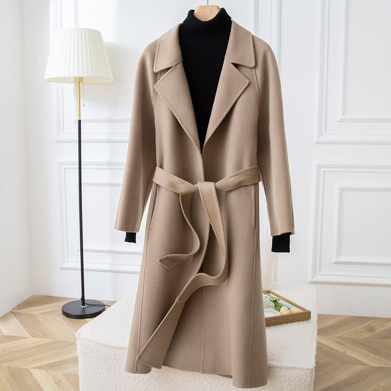 Женское пальто из 100% шерсти TIDENOVEL Осеннее шерстяное длинное пальто Ручной работы Пальто-бушлат Зимняя теплая шерстяная длинная куртка Пальто