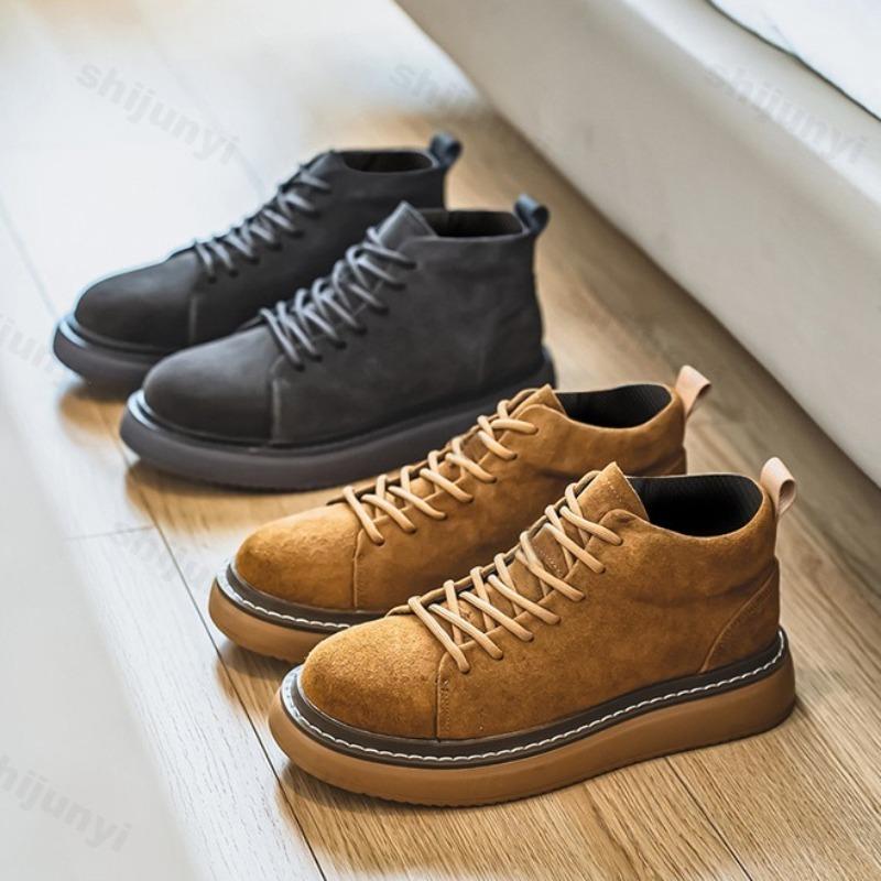 Fashion 2025 Autumn New Retro Thick Soled High Top Casual Shoes for Men Fashion Comfortable Versatile Non Slip Lace Up Platform sneakers