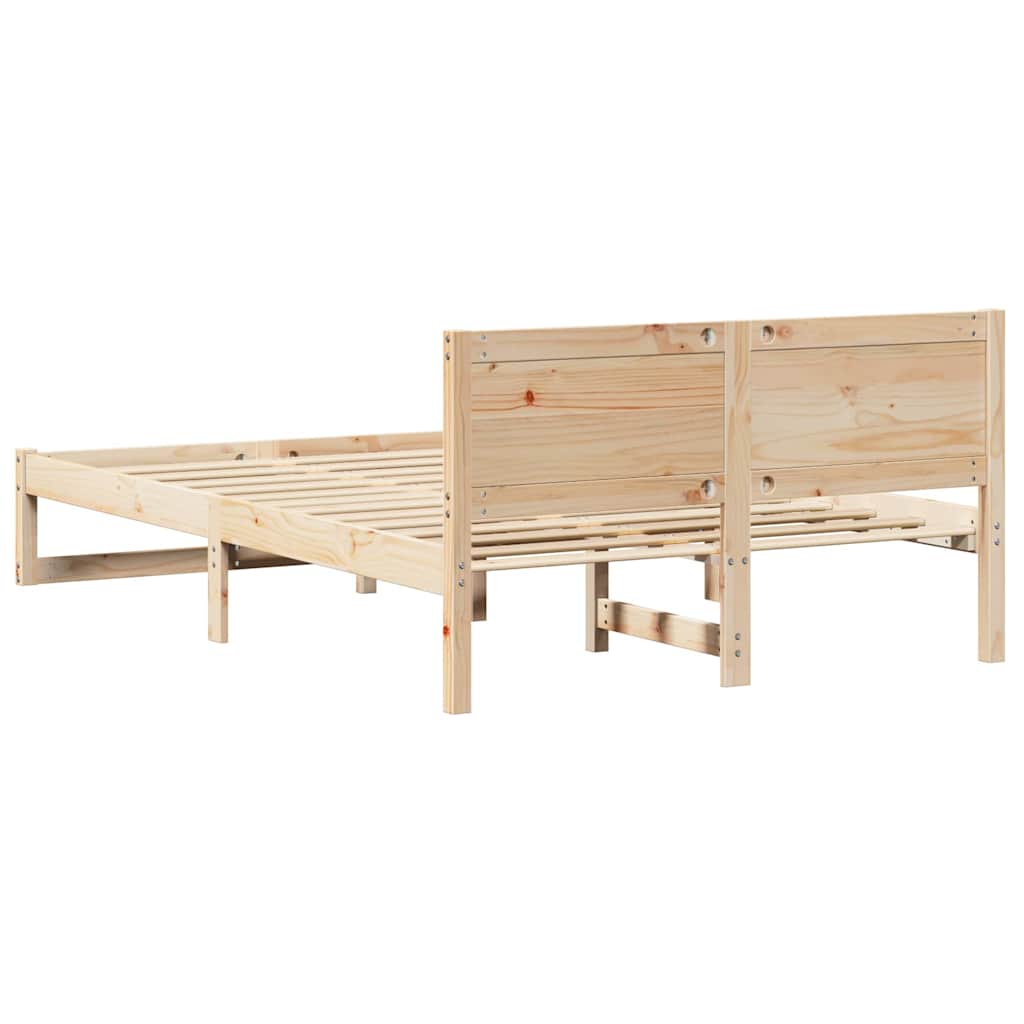 Natural Wooden Bed Frame with Headboard 120 x 190 cm Solid Pine Wood