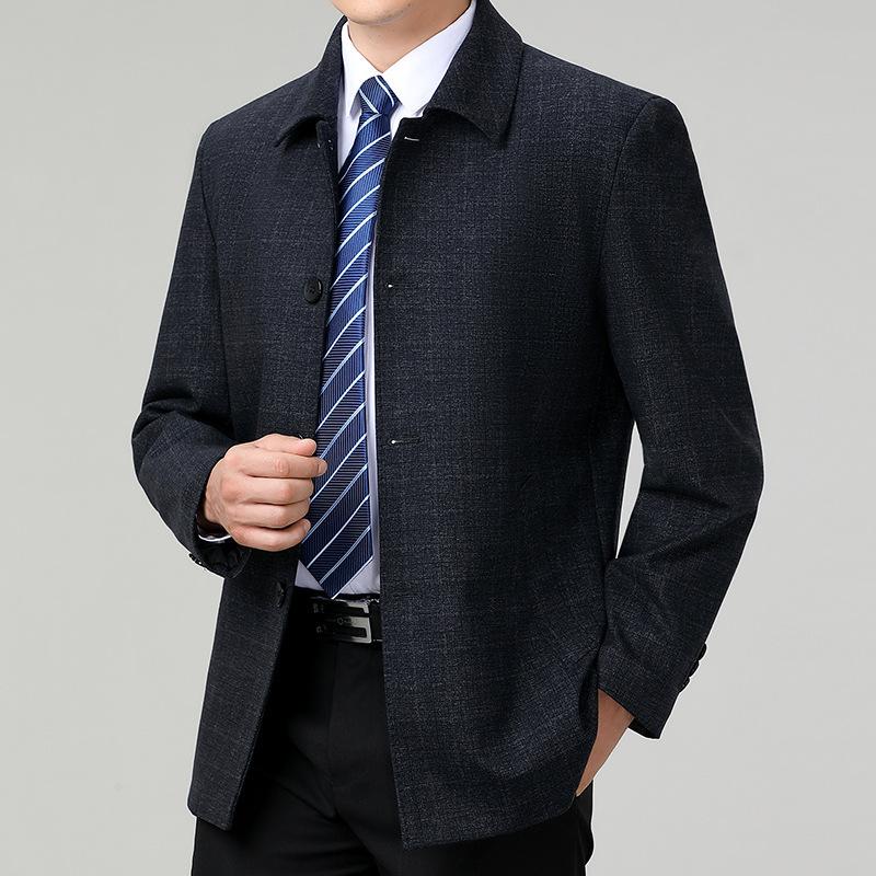 Осень и зима новая повседневная куртка мужская с лацканами для мужчин среднего возраста куртка бизнес-лидера утолщенное пальто мужская ветровка