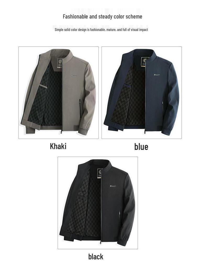 Spring & Autumn Stand-up Collar Jacket for Middle-Aged Men: Versatile Lightweight Business Casual Coat