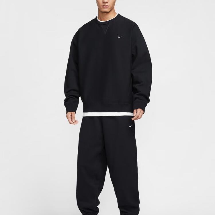 Nike Solo Swoosh Plush Crew Neck Top 'Black' Men's HV1087-010