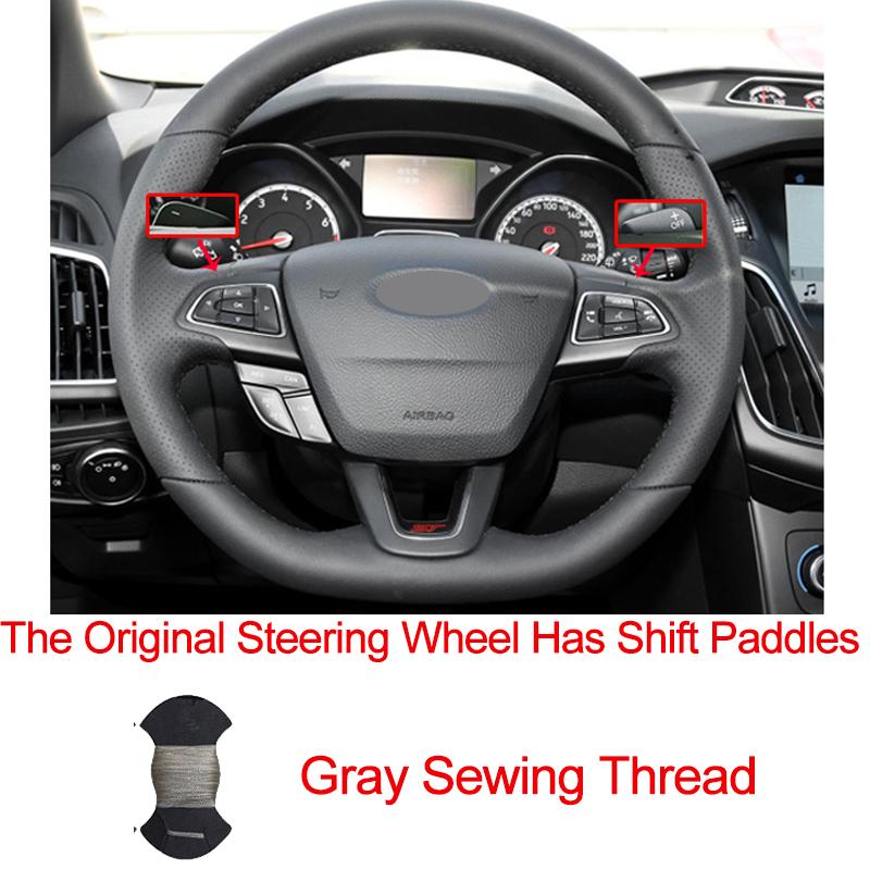 Hand Sewing Car Steering Wheel Cover Wrap For Ford Focus (RS | ST | ST-Line) 2015-2018 Kuga (ST-Line) Ecosport (ST-Line)