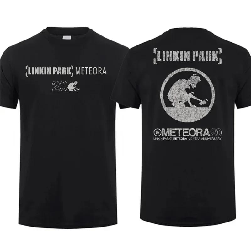 2024 Nostalgic Casual Men's T-Shirt Linkin Memory Fragments Mixed Into One Theory Park Print Oversized Hip Hop Tee S-3XL