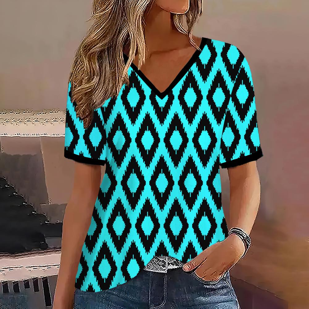 S-8XL Плюс Размер Модные женские футболки с полосками и принтом, градиентом, V-образным вырезом, короткими рукавами, топы, уличная одежда, летняя одежда больших размеров