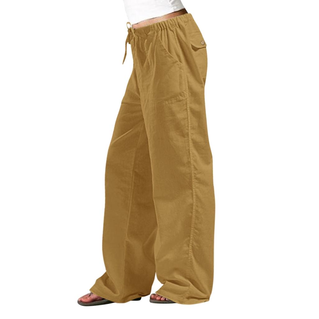 2024 New Womens Casual Solid Color Plus Size Women High Waist Long Pants Fashion and Versatile Loose With Pockets For Working
