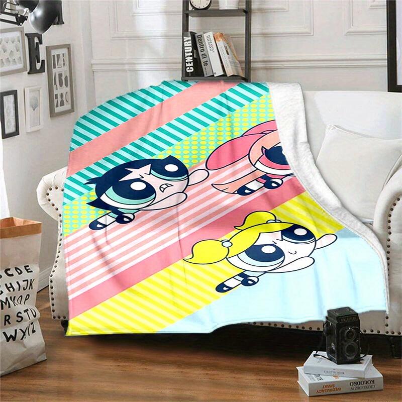 1pcPowerpuff Plush Throw Blanket - Soft and Cozy for All Seasons - Perfect Gift IdeaA043038m