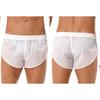Mens Shorts Semi See-Through Sides Split Elastic Waistband Boxer Shorts Beach Shorts Swimsuits