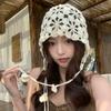 Tassel Hollowed Out Knitted Hat Floral Weave Cap Retro Bohemian Style Beanies  Outdoor
