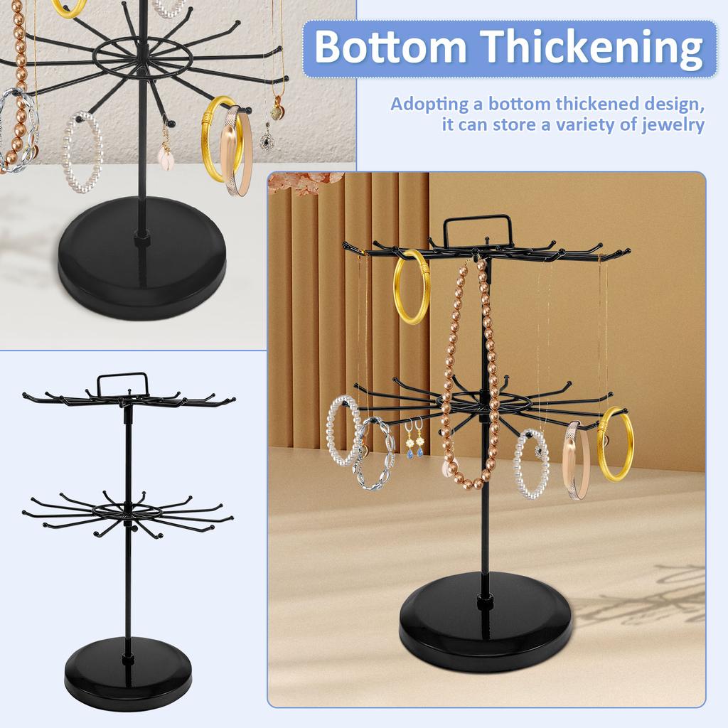 360° Rotating Jewelry Display Holder Earrings Pendants Bracelets Stand Stud Earrings Necklaces Rings Storage Hanging Organizer