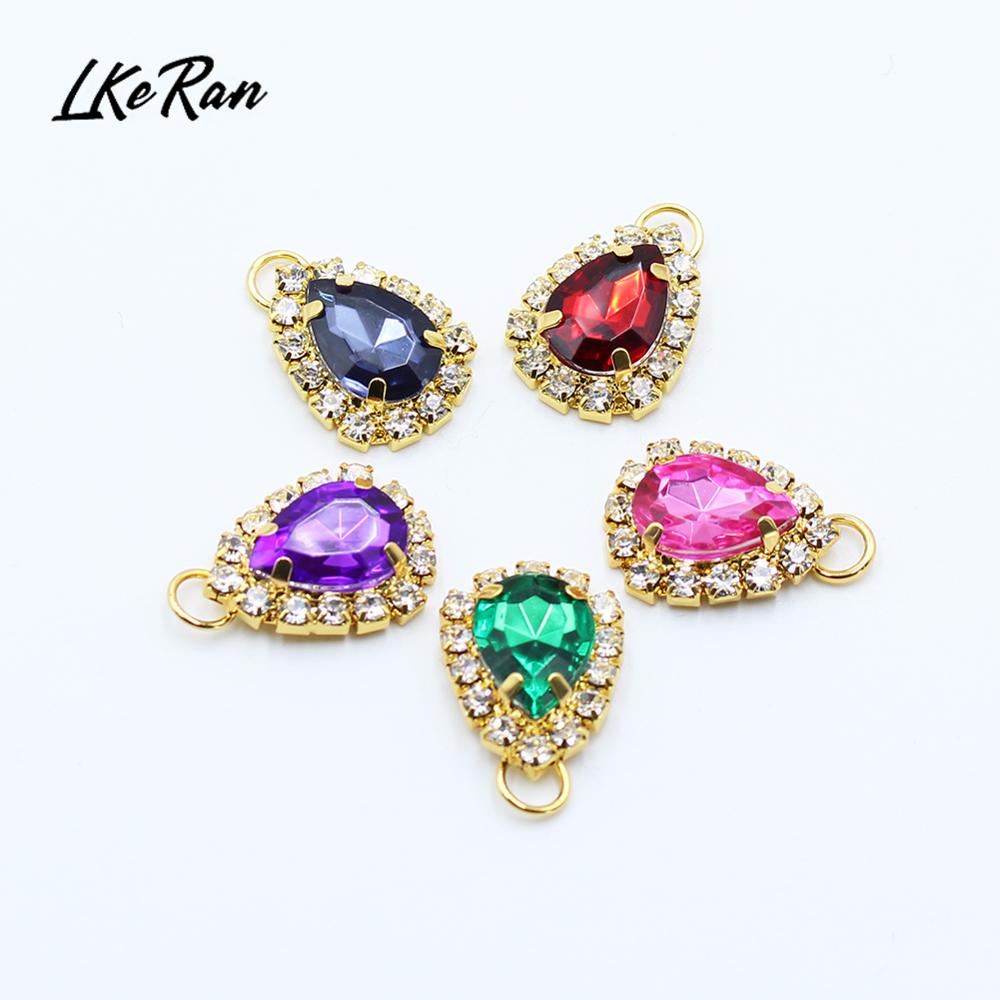НОВЫЕ 10 шт. Акриловые Подвески Капля Воды Стразы Пуговицы Аксессуары для Скрапбукинга Для Рукоделия Металлические Швейные Ручная Работа Декор