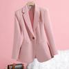 Женский приталенный розовый блейзер в корейском стиле 2025: Повседневный пиджак для весны и осени