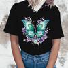 (Футболки высокого качества)Модная новая футболка с цветами и бабочками, женская футболка с рисунком, уличная футболка в стиле Харадзюку, повседневные топы