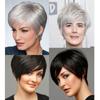 MERISIHAIR Короткий парик с челкой, стрижка пикси с мелированием, синтетическая короткая прямая стрижка для серебристо-белых женщин