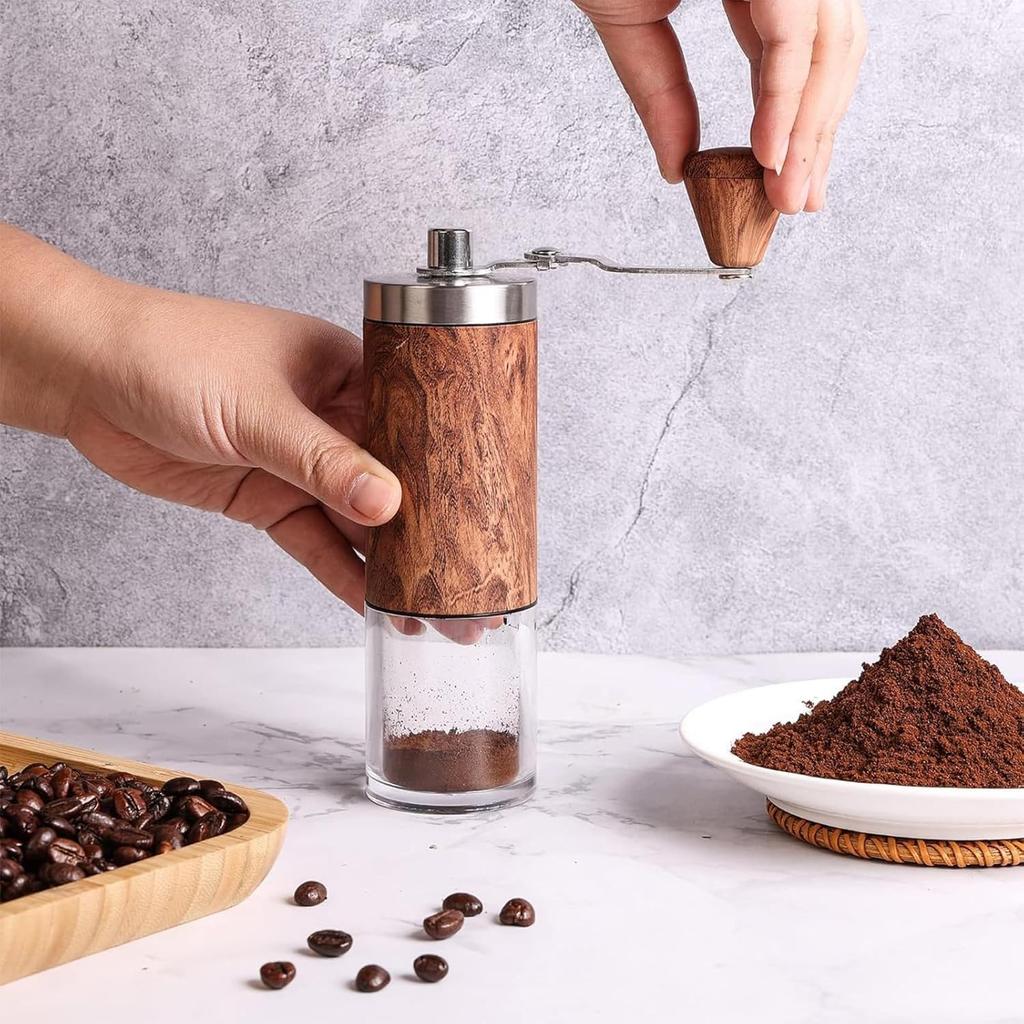 MOPCONY Hand Coffee Grinder with Stainless Steel Blades and Adjustable Scale, High Precision, Ultra-Fine Grinding, Uniform Powder, Perfect for