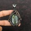 Labradorite Gemstone Pendant Copper Wire Wrapped Pendant Handmade Jewelry White Topaz Pendant Copper Wire Wrap Jewelry Gift For Her Mother