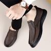 Men Summer Fashion Casual Business Sandals Hollow Leather Shoes Classic Comfortable and Breathable Soft Sole Office Leather Shoe