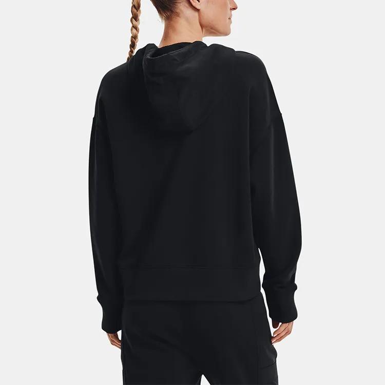 Under Armour Project Solid Color Thickened Fleece Lined Sports Pullover Hooded Sweatshirt Women's Black (Unisex) Sweatshirts 1365982 001