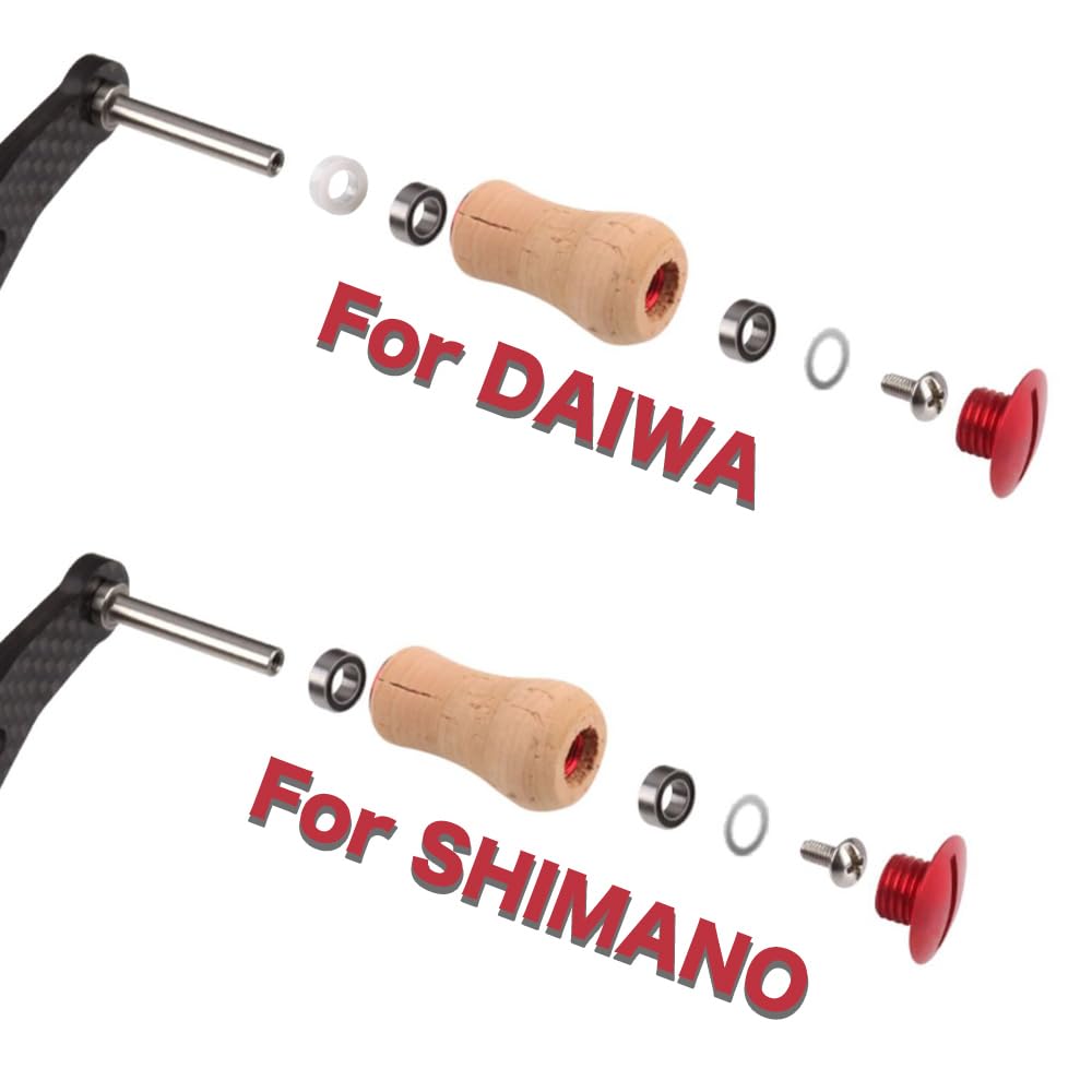 VISPREA Cork Wood Knob for Shimano and Daiwa Power Baitcasting Fishing Reel Handle Replacement with Screw and YU323 Handles, Reels, Bearing, (Black)