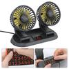 Portable 12V Dual Head Car Cooling Fan, 360° Rotating, with Temperature Display