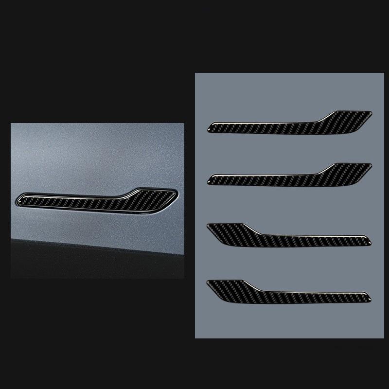Наклейки на внешние ручки дверей из черного карбона для Tesla Model 3/Y (2017-2022 гг.)
