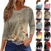 Women's T Shirt Tee Fashion Casual Round Neck 3/4 Sleeve Loose Printed T-Shirt Ladies Top