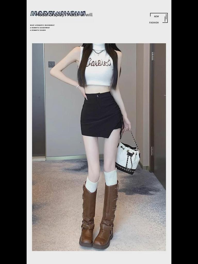 Women’s Spring 2024 Fashion: Korean A-Line Skirt with Drawstring Waist