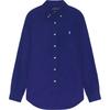 Polo Solid Color Logo Embroidered Button Long Sleeve Shirt Men Shirts Blue 710957964-005