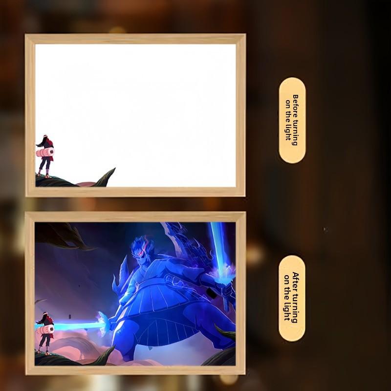 23см/9.06дюйма Наруто Картина Атмосферные огни Аниме Фигурка Периферия Лампа Спальня Стол Мультяшный Коллекционный Дисплей Смешные Подарки
