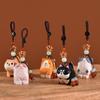 Weave Rope Wooden Carved Cat Keychain Flower Corgi Dog Dolls Fashion Car Keyring  Girl/Boy