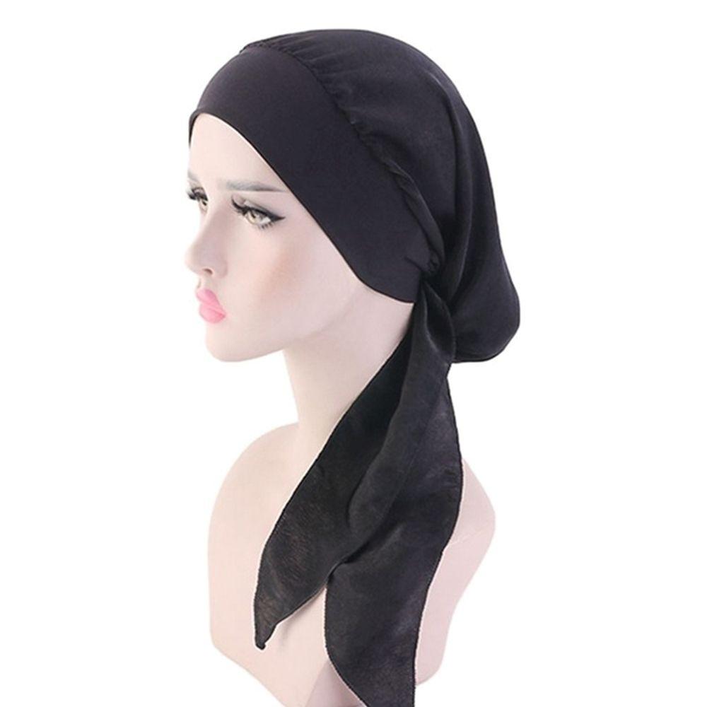 Fashion Headwear Pre-Tied Elastic Chemo Pirate Cap Hair Loss Hat Muslim Turban Cancer Head Scarf
