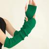 1 Pair Fall Winter Gloves Half-finger Cover Knitted High Elasticity Non-slip Over Elbow Length Arm Warmers Pure Color