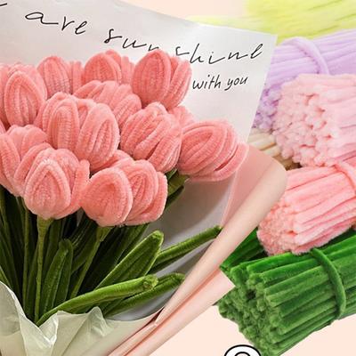 100 шт. цветной синель стебель витой стержень шерсть корень пушистый стержень железная проволока сделай сам ручная работа скручивание украшения ершики для труб плюш