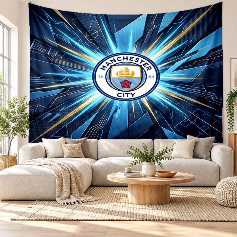Manchester City Wall Tapestry, Soft Fabric Wall Hanging, Decorative Backdrop For Bedroom Home Wall Art