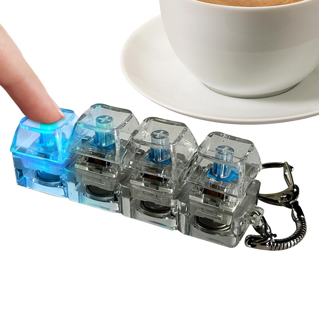 Брелок для снятия стресса Игрушки Подарки 4 Клавиши Светодиодная Клавиша Игрушка Клавиатура для Детей Взрослых Прозрачные Разноцветные Огни Кнопки-Кликеры