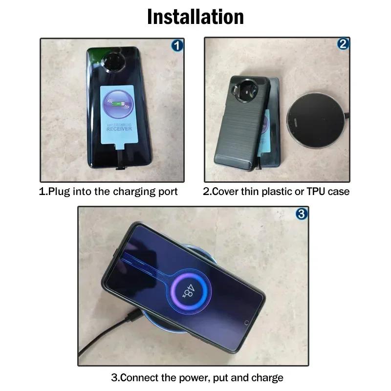 Комплект беспроводной зарядки для 6i 7i 8i 9i 6 7 8 9 10 11 Pro Plus Беспроводная зарядная панель + Адаптер приемника USB Type-C