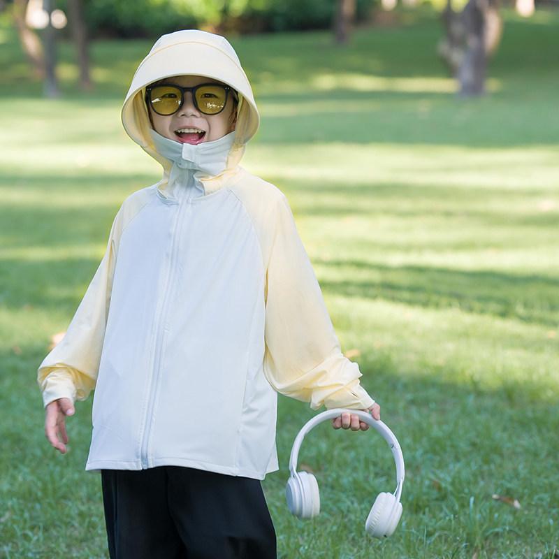 Children's sunscreen clothing 1011 new summer ice silk light boys and girls baby brim removable sunscreen clothing jacket