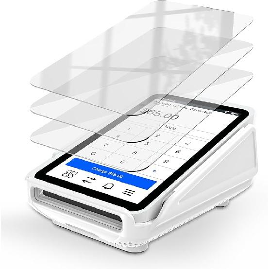 Kailfee Protective Case and Screen Protector*3 for Square Terminal Card Reader - Rubberized Hard Casing with Non-Slip Base and Tempered Glass(Black)