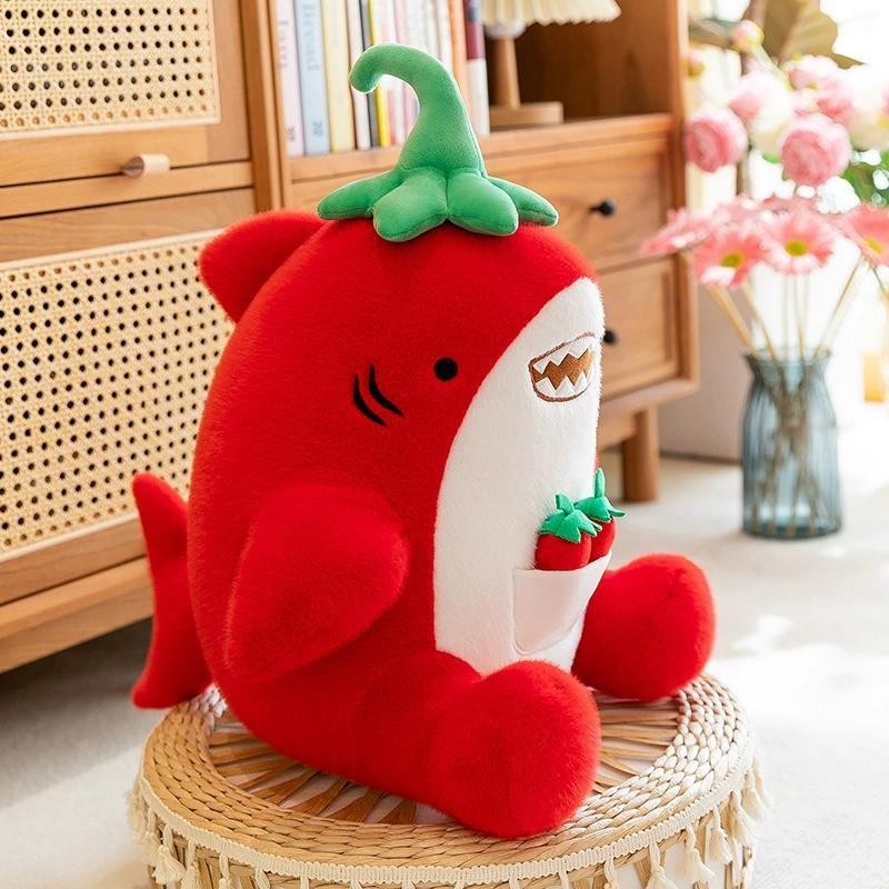 Креативная плюшевая кукла в виде акулы с перцем чили, подушка в виде морского животного, плюшевая игрушка в подарок