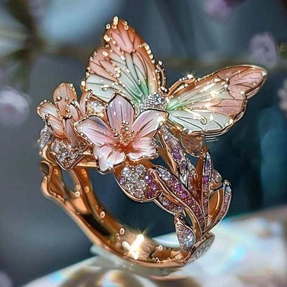 Non-fading Butterfly Ring Crafts Open Ring Clothing Accessories Vintage Rings