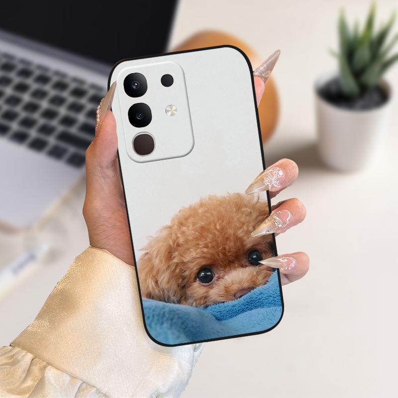 Для vivo Y29 4G Чехлы Y 29 Милый Мультяшный Принт Черный Мягкий Силикон ТПУ Чехол для Телефона Для Vivo T4x 5G Защитный Fundas Чехол Capa