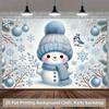1 piece of 2D background fabric background fabric with a snowman wearing a blue hat and scarf polyester backgroundZL
