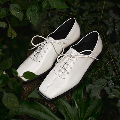 Новейшие туфли-лодочки из натуральной кожи на шнуровке, женская обувь, весенние удобные повседневные туфли-лодочки на низком каблуке, офисная женская обувь 2025 года, женская обувь