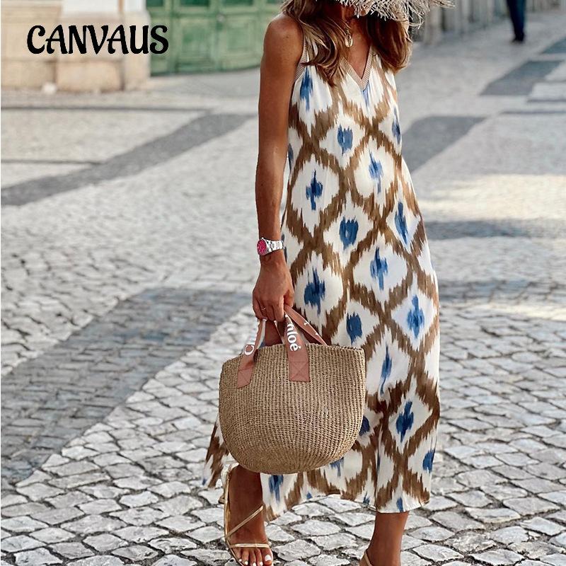 Летние женские платья Модные темпераментные платья средней длины с v-образным вырезом и разрезом